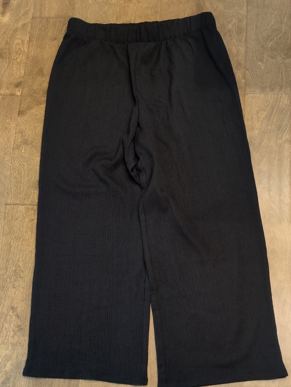 H&M Black Textured Wide-Leg Pants Size Large